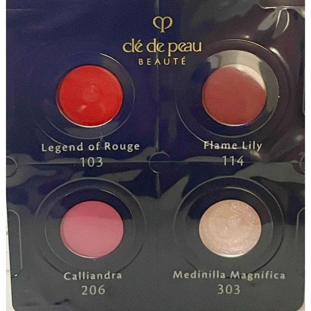 CLÉ DE PEAU BEAUTÉ Cream Rouge Matte & shine Lipstick sample card 4 Shads NEW